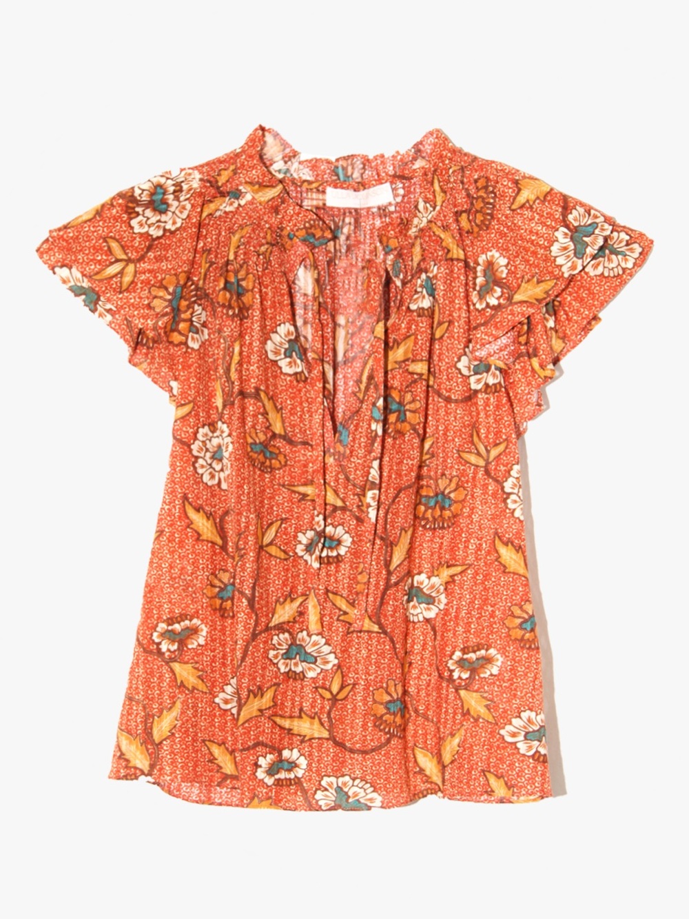 Ulla Johnson Burnt Orange Floral Peasant Blouse